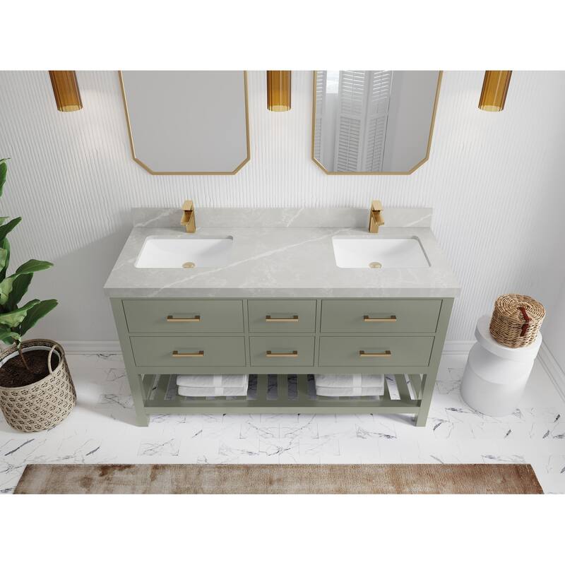 Willow Collections 60 in. W x 22 in. D Parker Double Sink Bathroom Vanity with Countertop