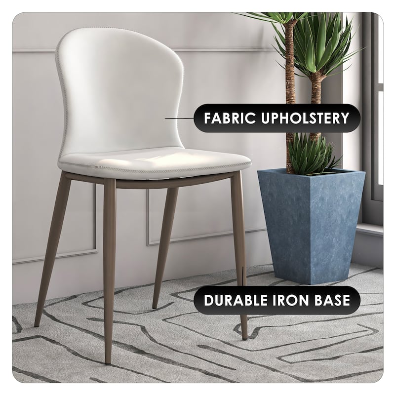Upholstered Dining Chair in Fabric with Iron Legs Mosaic Series Set of 2