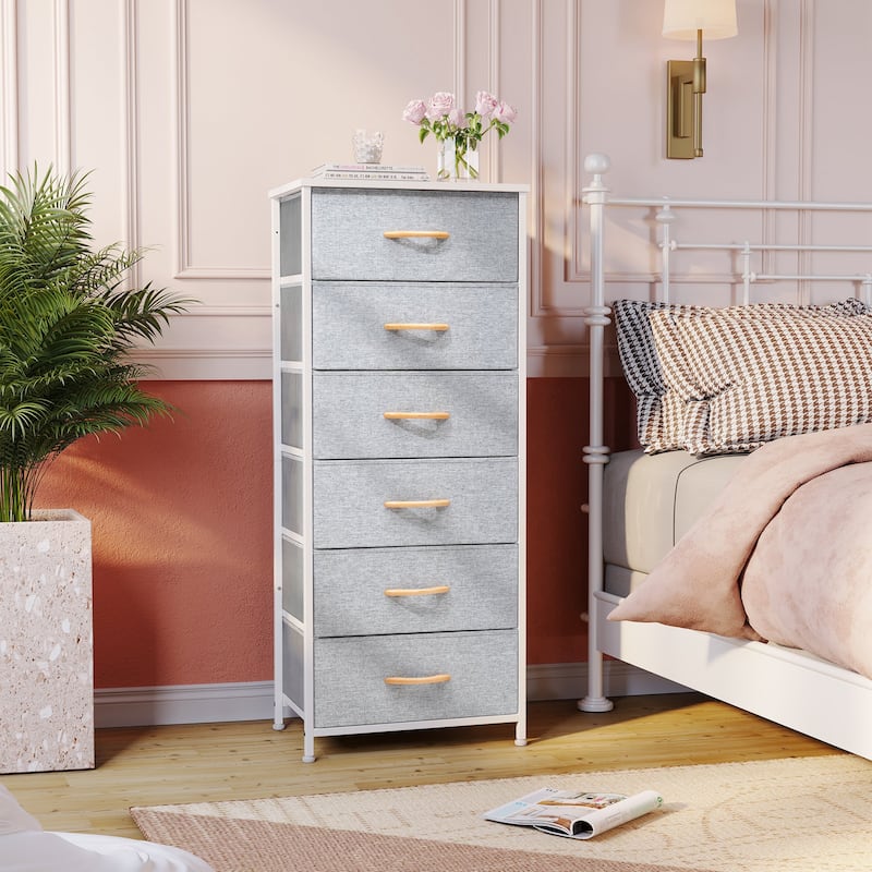 Crestlive Products 6 Drawers Vertical Dresser Storage Tower with Wood Top