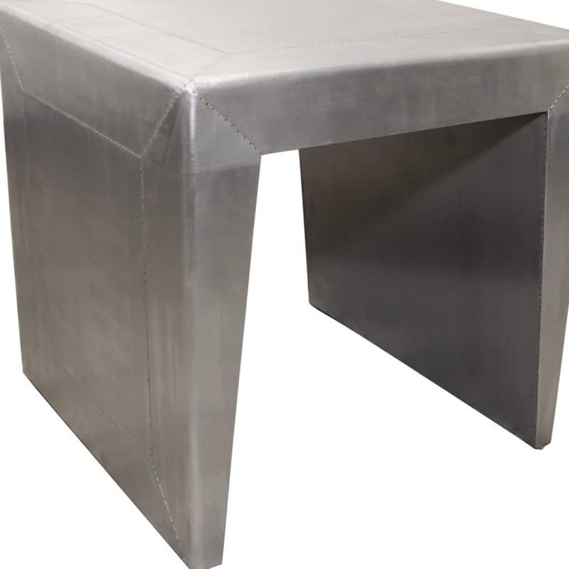 HomeRoots 24" Silver Aluminum and Solid Wood Square Sled End Table - 24 in. x 24 in. x 24 in.