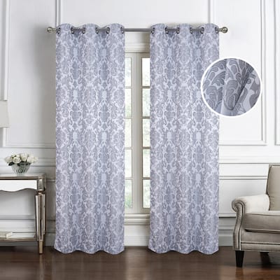 Baylor Woven Damask Window Curtain Panel Pair