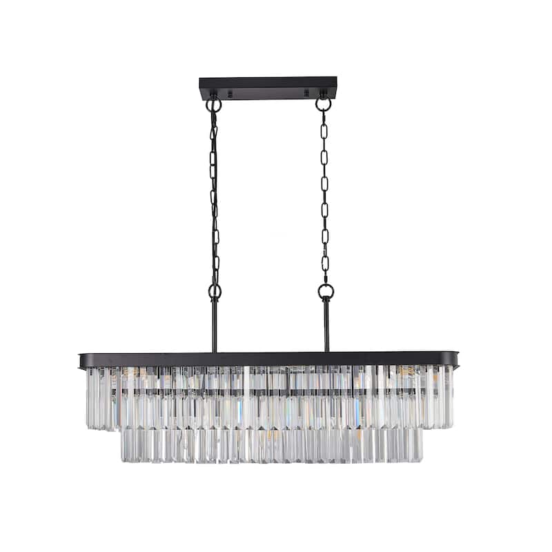 Rectangular Crystal ChandelierCeiling Hanging Light for Kitchen Living Room