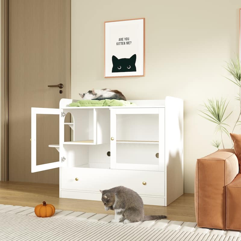 Stylish Cat Furniture Cat Litter Box Enclosure and Versatile Cat House