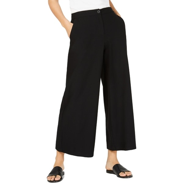 Eileen Fisher Womens Wide Leg Pants High Waist Cropped - Black. Opens flyout.