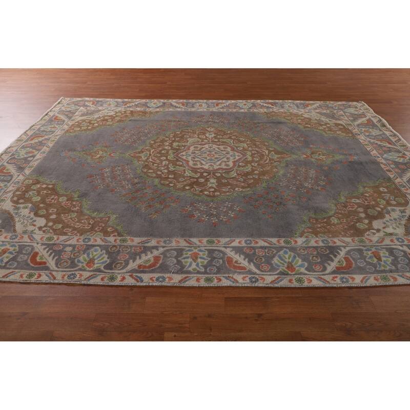 Over-Dyed Tabriz Persian Vintage Area Rug Hand-Knotted Wool Carpet - 8'1"x 10'8"