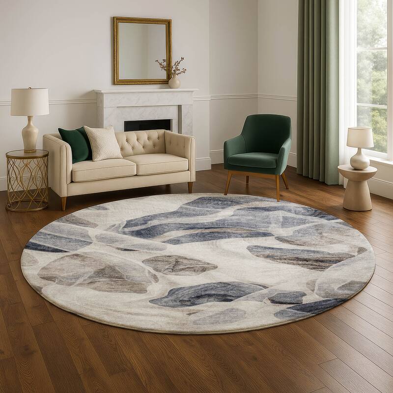 Premium Washable Super Soft Contemporary Jenna Mayfield Rug - Putty - 8' x 8'