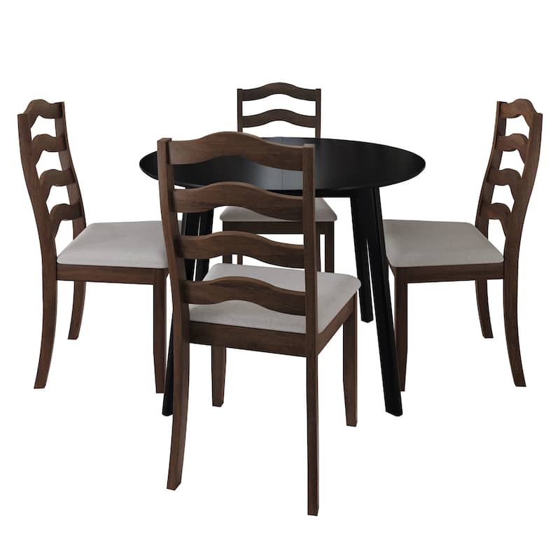 CraftPorch Sophistique 4-Piece Chair and Round Table Wooden Dining Set - Brown