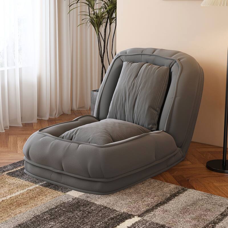 Rossetta Modern Foldable Adjustable Design Corduroy Lazy Bean Bag Chair with 2 Soft Pillows, Pets Friendly