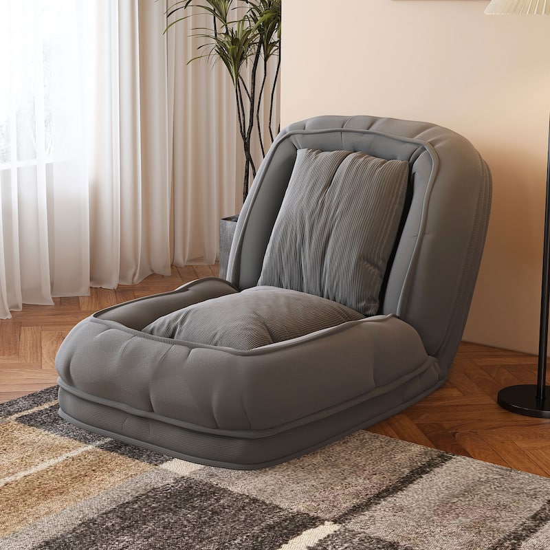 Upholstered Human & Dog Shared Sofa Bed, 5-Position Adjustable Foldable Lounger with Pillows