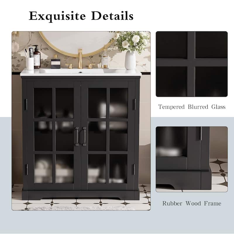 30" Modern Freestanding Bathroom Vanity with Ceramic Sink