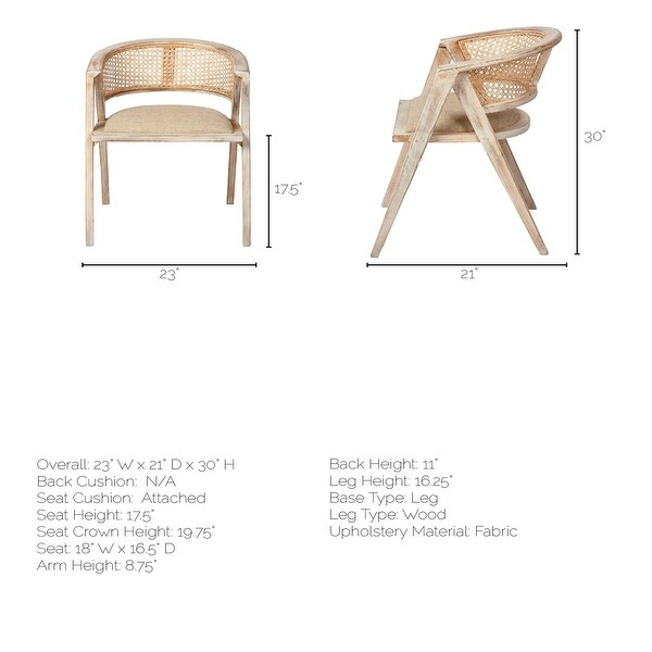 Tabitha Beige Fabric Seat With Light Brown Solid Wood Frame and