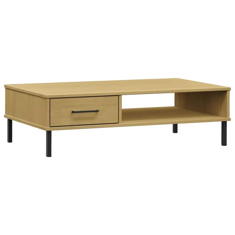 vidaXL Coffee Table Accent Side Sofa End Table with Metal Legs Solid Wood OSLO - 39.4" x 21.7" x 11.4"