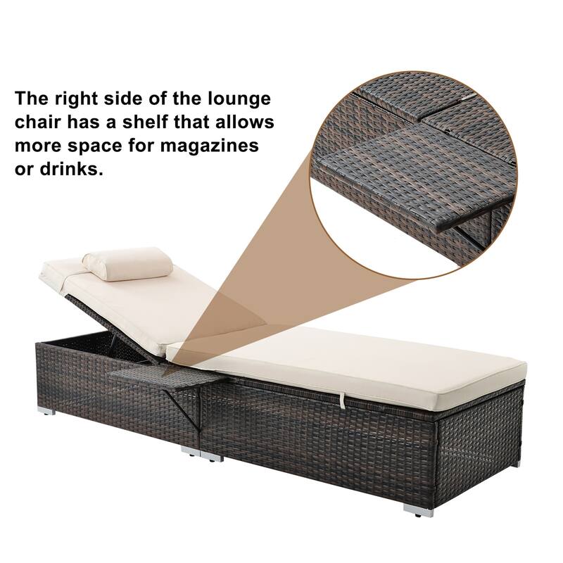 2-Piece Rattan Outdoor Patio Reclining Chair and Side Table