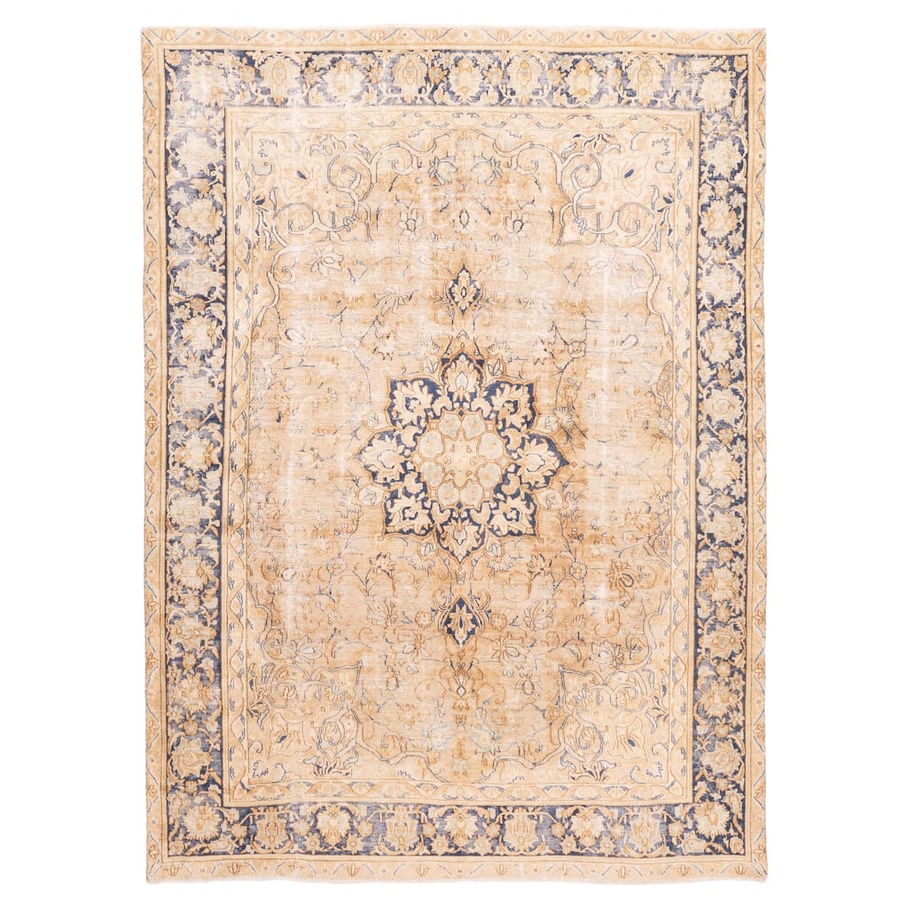 ECARPETGALLERY Hand-knotted Antalya Vintage Light Brown Wool Rug - 6'10 x 9'6