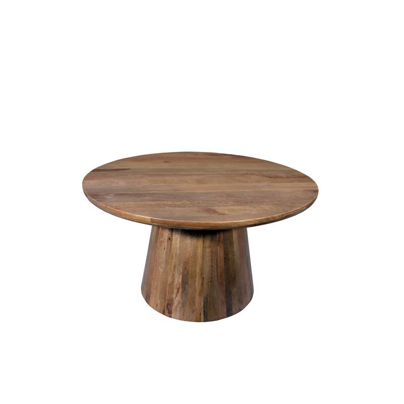 HomeRoots 54" Natural Solid Wood Pedestal Base Round Top Dining Table - 54.00 in. x 30.00 in. x 54.00 in.