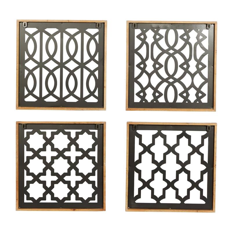Metal Geometric Cut-out Home Wall Decor - Set of 4 Black - Roche River Decor