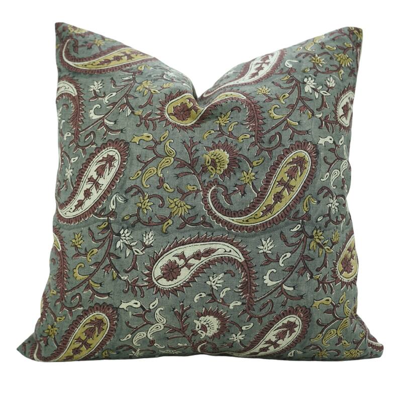 Fabdivine Paisley Home Accent Cushion Cover 14x20 Inch for Soft Pure Linen Sofa, Chair or Couch, Farmhouse Pillowcase, Kiara