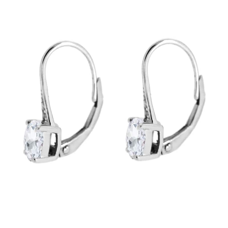 925 Sterling Silver White Topaz and Diamond Earrings