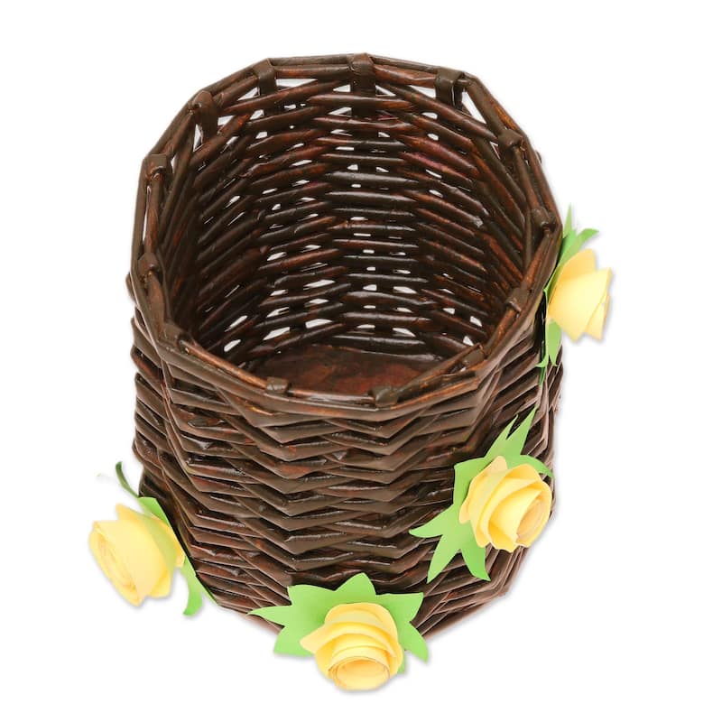 Novica Handmade Floral Glory Recycled Paper Mini Basket
