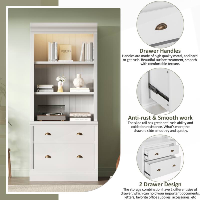 Versatile Tall Bookshelf with LED Lighting and Multiple Storage Options for Home