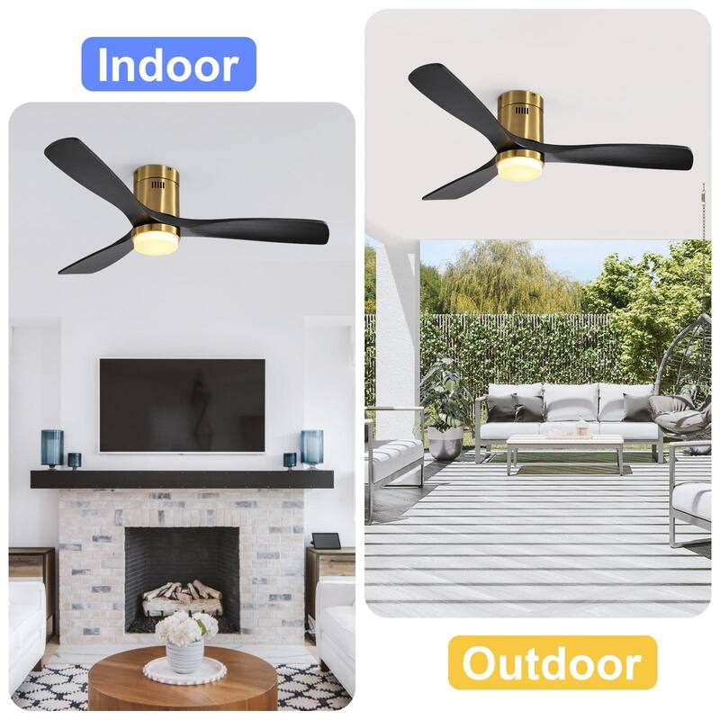 Sofucor 52 Inch Flush Mount Ceiling Fan with Remote, Reversible Motor,Integrated Light Optional
