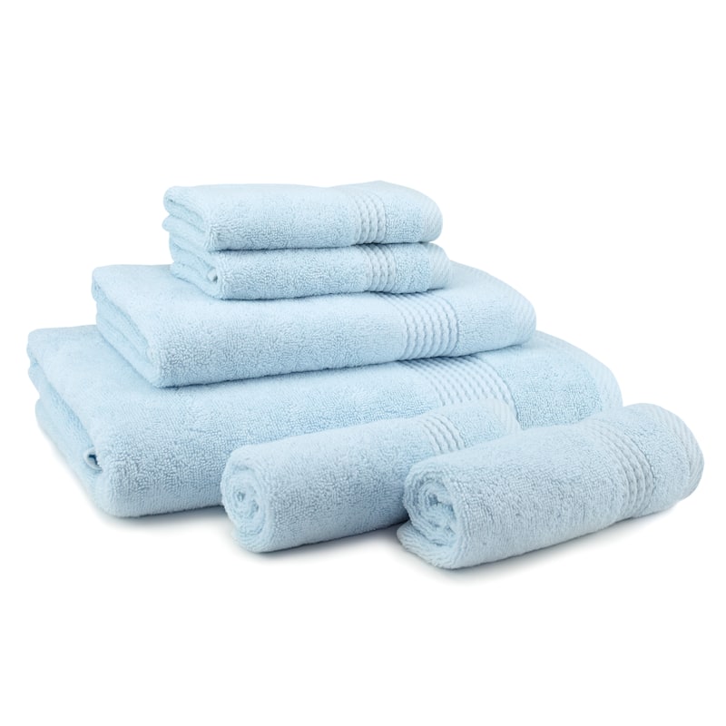East'N Blue Lara Turkish Cotton Bath Towel Set (Set of 6) - (1 Bath Towel, 1 Hand Towel, 4 Washcloth) - Ice Blue