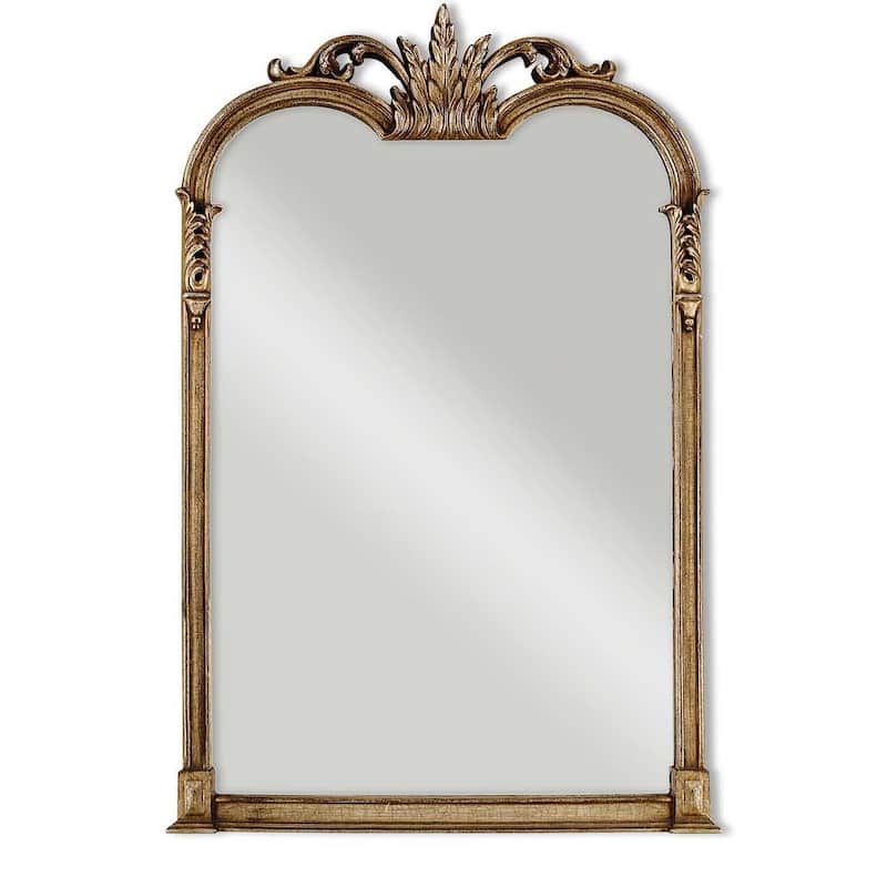 Uttermost Jacqueline 28"W Baroque Antiqued Arched Wall Mirror - Champagne Silver Leaf