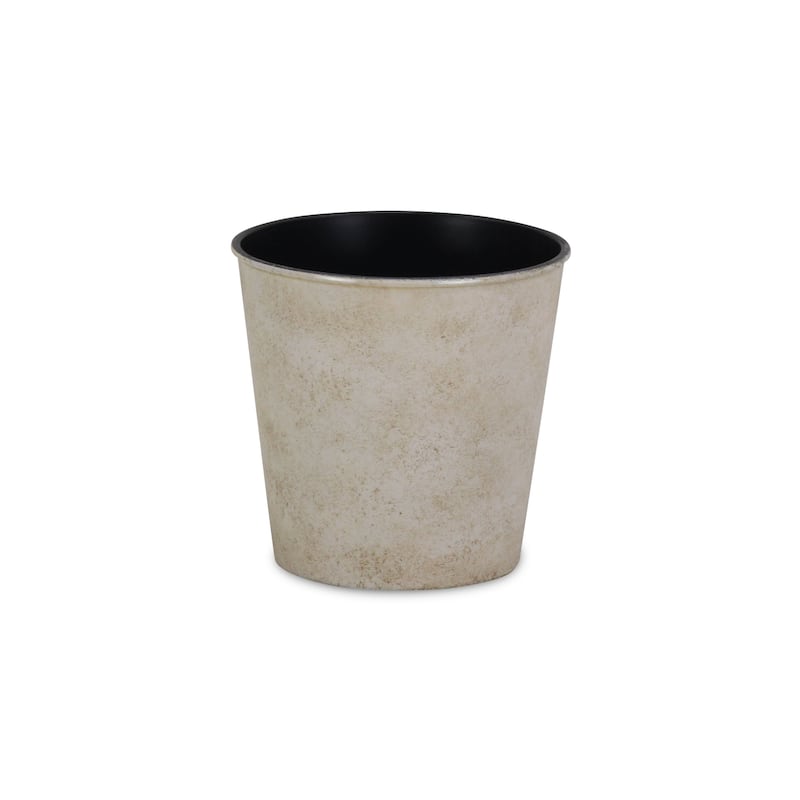 HomeRoots 5" Cream Recycled Plastic Indoor Outdoor Round Pot Planter