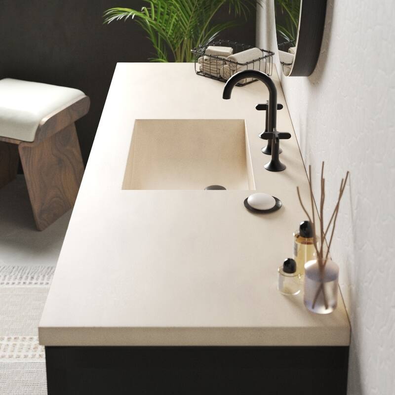 Palomar 60-inch NativeStone Bathroom Sink - Sand - Three Faucet Holes - 60.5"