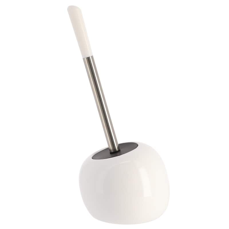 PISE Freestanding Toilet Brush and Holder Set - 15"H x 6"L x 6" W - White
