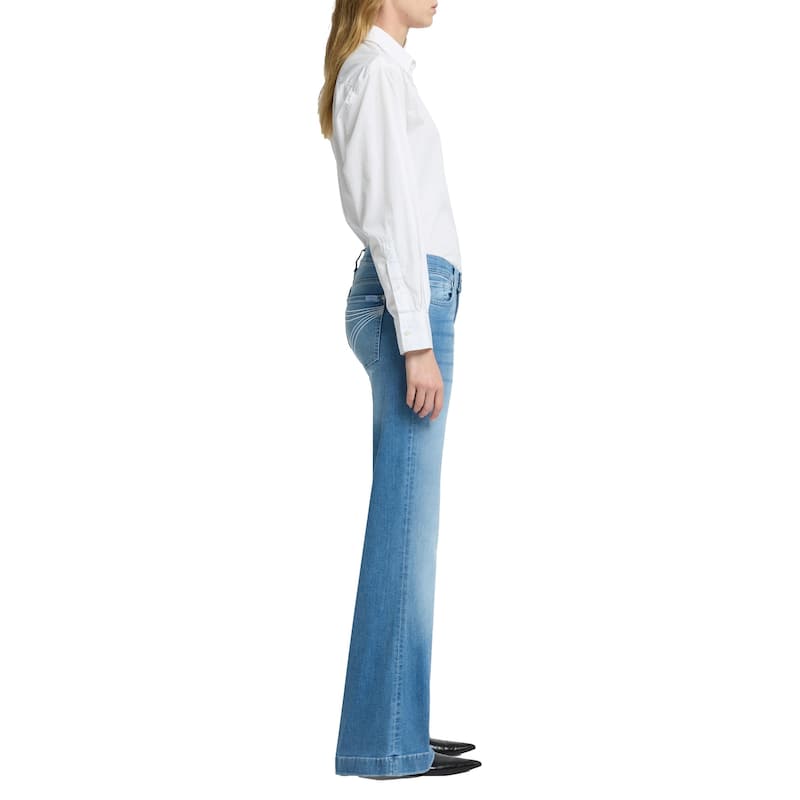 7 For All Mankind Women's Dojo Tailorless Mid-Rise Wide Leg Flare Jeans