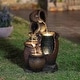 preview thumbnail 3 of 9, Rustic Brown Urns Resin Outdoor Fountain with LED Lights