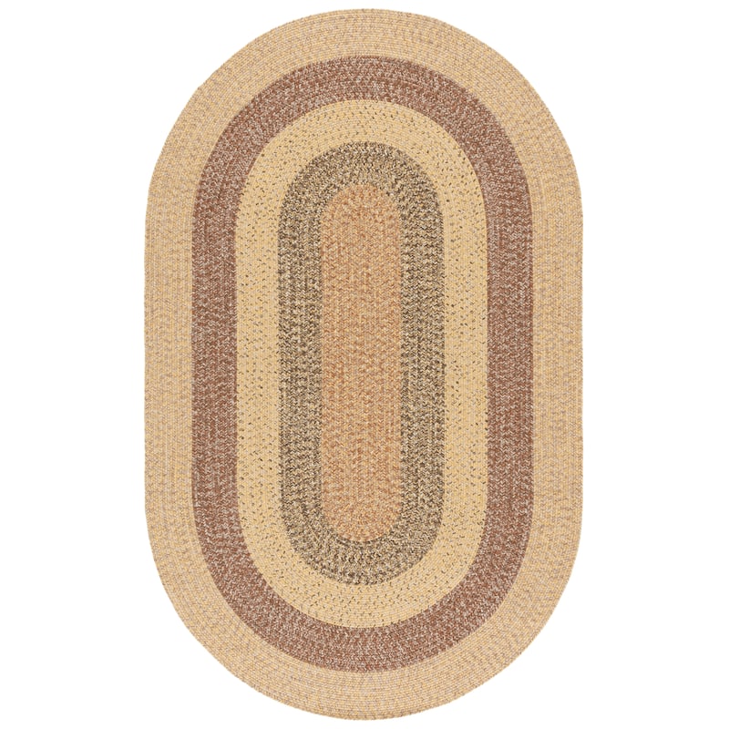 SAFAVIEH Handmade Braided Ecenur Indoor/Outdoor Machine Washable Rug - 5' x 8' Oval - Beige/Brown