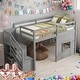 preview thumbnail 10 of 16, Twin Size Loft Bed With Storage Staircase And Window for Home Grey