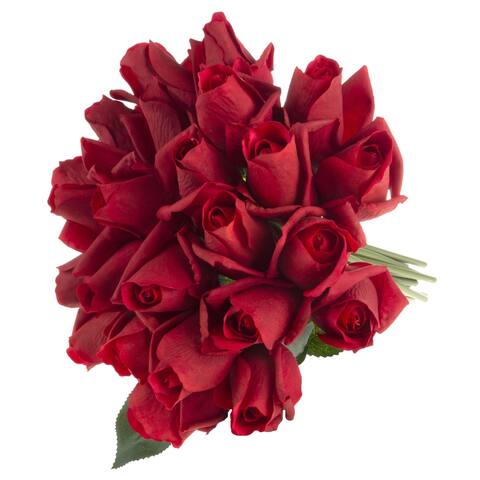 Rose Artificial Flowers - 24Pc 11.5-Inch Fake Flower Set with Stems by Pure Garden (Red)