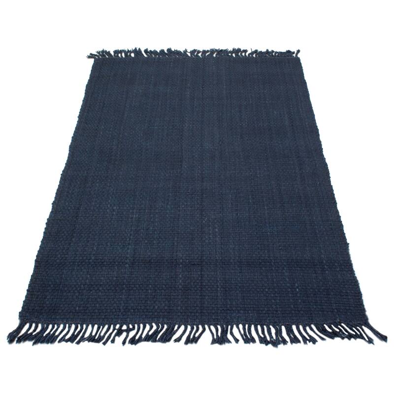 ECARPETGALLERY Braid weave Sienna Navy Wool Rug - 4'11 x 7'10