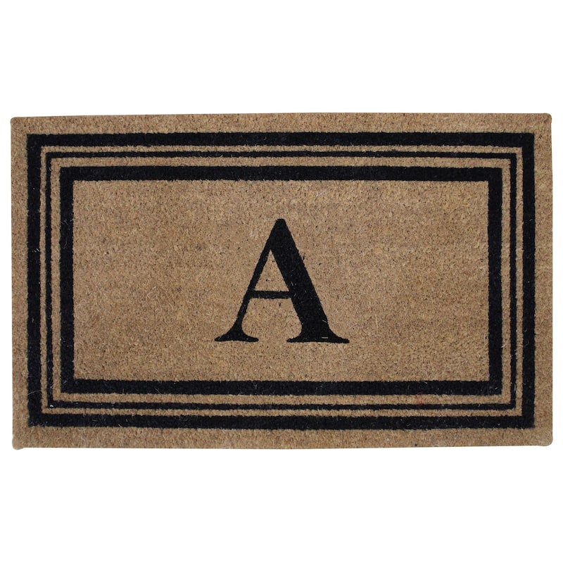 Monogram Printed Coir Doormat Welcome Mat Outdoor Rug Durable, Non slip Letters 18"x28"