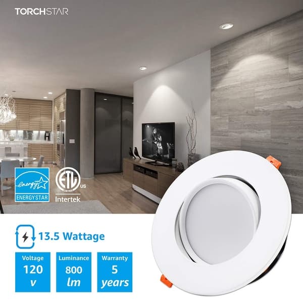 Torchstar Recessed Lighting Kit 3 Etl Listed Air Tight Ic Housing White Swivel Trim Led Dimmable Gu10 Bulb Warm White Daylight Rotatable Spotlight Retrofit Downlight Kit Pack Of 6 Torchstar
