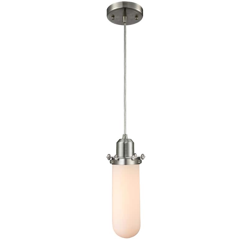 Innovations Lighting Centri 5" Wide Mini Pendant - Cord Suspension - - Brushed Satin Nickel / Matte White
