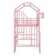preview thumbnail 13 of 27, Twin Metal Loft Bed with Roof Design and Storage Box, Fun House Design, Sturdy Metal Frame, Full Guardrails for Safety, Pink