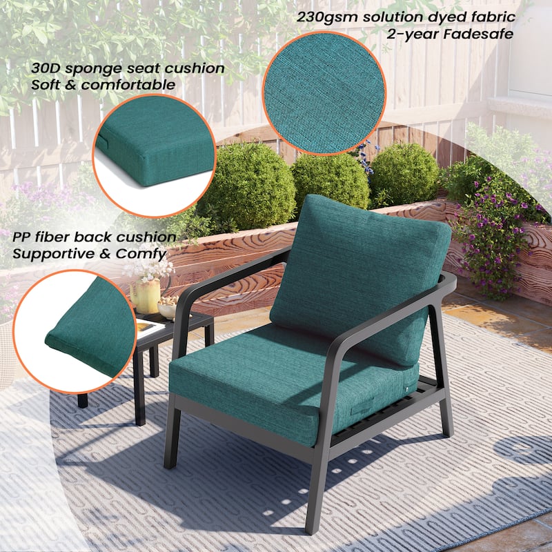 24''x24'' Outdoor Patio Seat Cushion Set with Removable Cover