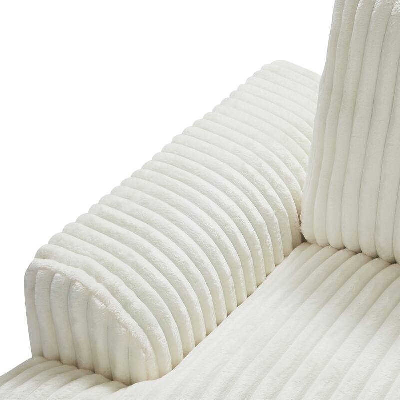 129.1" Corduroy U-Shaped Sectional Sofa with Chaise Lounge, Curved Armrests, and Premium Foam Cushions