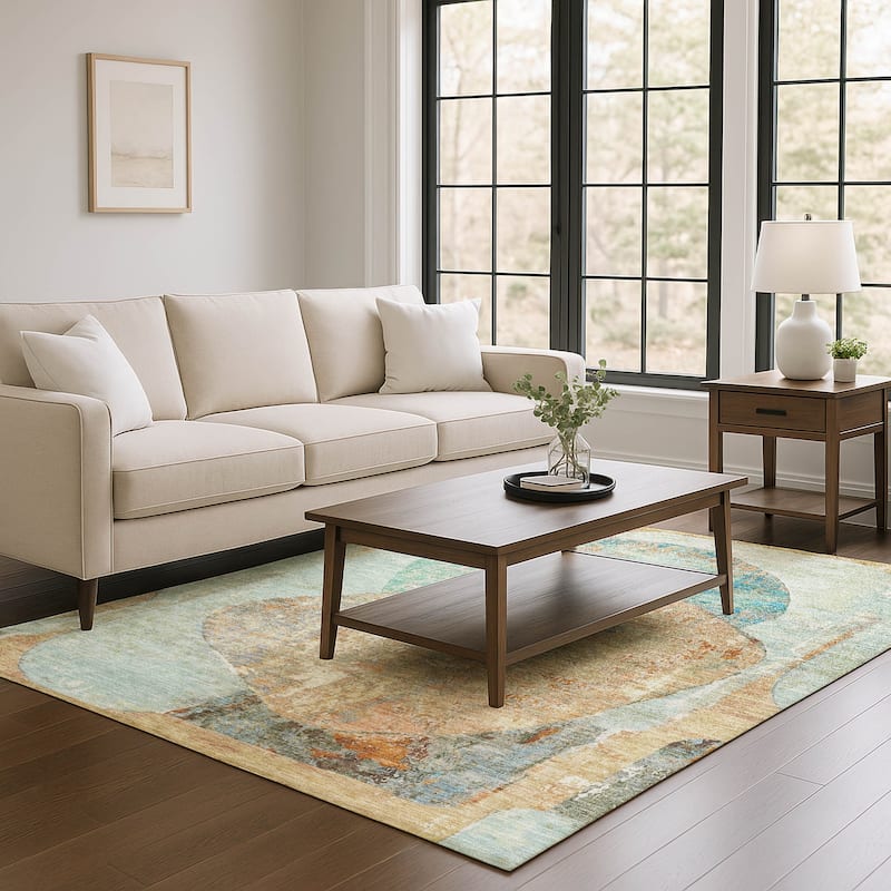 Premium Washable Super Soft Abstract Modern Mayfield Rug - Teal - 3' x 5'