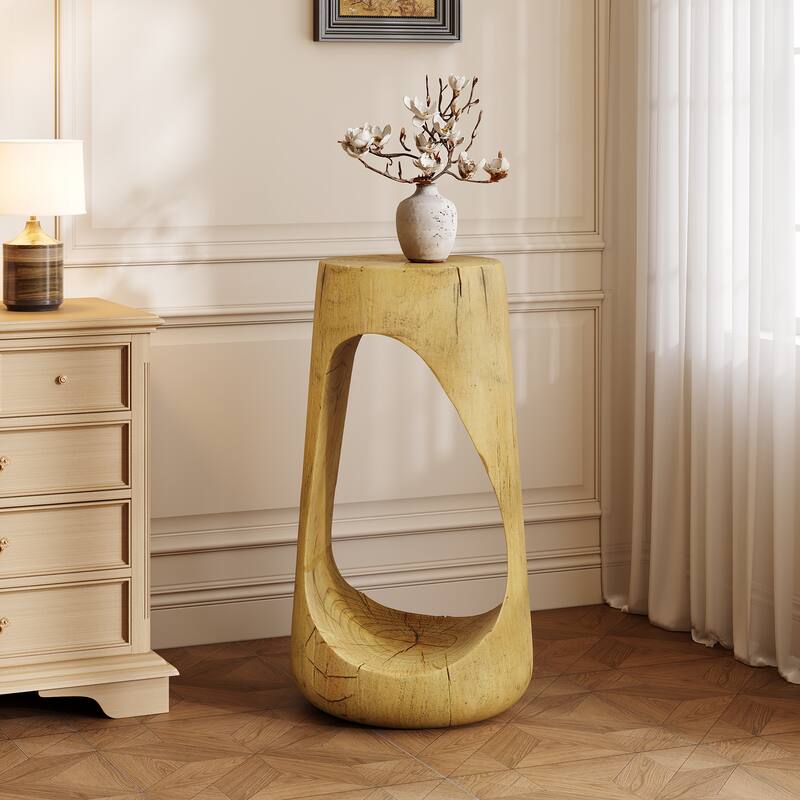 Christopher Knight Home - Quillan MGO End Table with Hollow Modern Design - Natural_26.57" H - 26.57" H