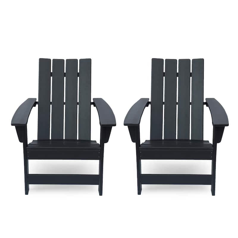 Encino Outdoor Adirondack Chairs (Set of 2) by Christopher Knight Home - Matte Black