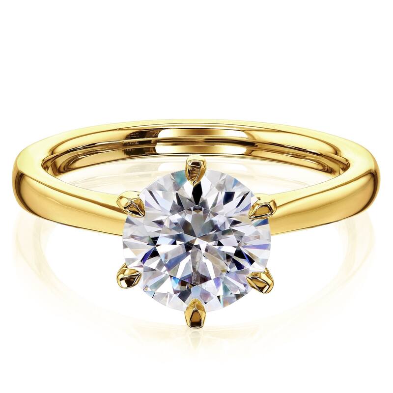 Kobelli 2 Carat Lab Grown Diamond Certified 14k Solid Gold Taper Shank Solitaire Tokyo Engagement Ring (EF/VS)