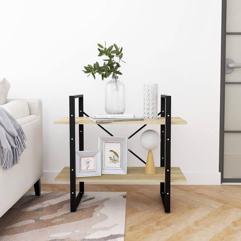 vidaXL 2-Tier Book Cabinet Sonoma Oak 31.5"x11.8"x27.6" Chipboard - 31.5" x 11.8" x 27.6" - 31.5" x 11.8" x 27.6"
