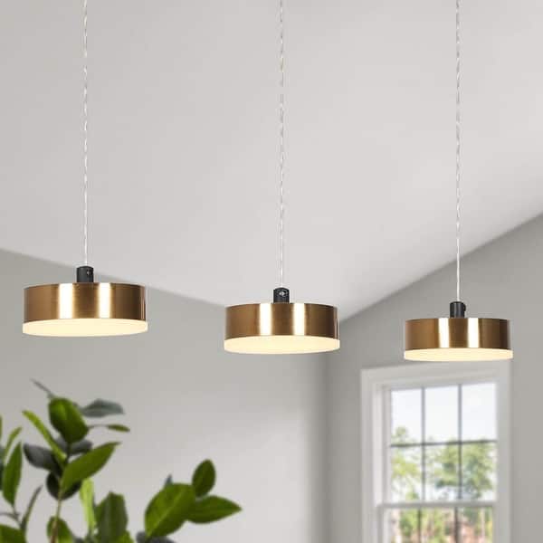 slide 2 of 10, Modern 3-Light LED Black Gold Chandelier Linear Island Lights for Dining Room - 19.5" L x 4.3" W x 63" H