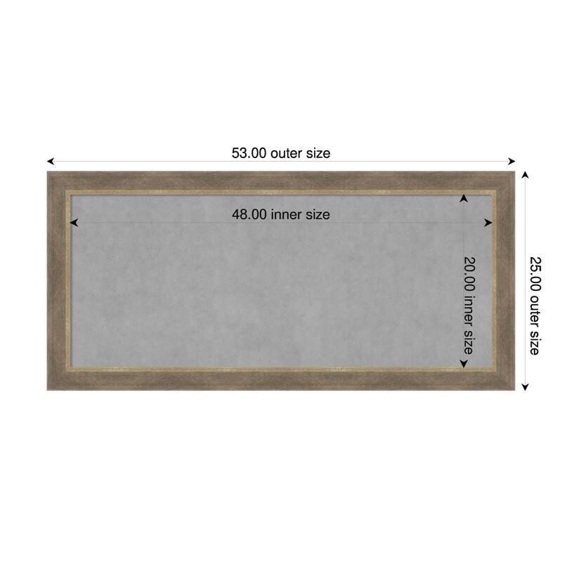 Amanti Art Driftwood Tan Framed Magnetic Board - 53 x 25 in