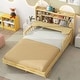 preview thumbnail 4 of 12, Full Size Car Bed with Bear Headboard, USB, LED, and Hidden Storage, Natural